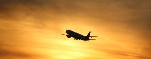 A flight taken off from Heathrow Airport and flying over one of the many airport hotels.