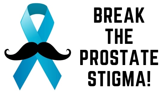 A blue ribbon with a moustache representing the fight against prostate cancer for November