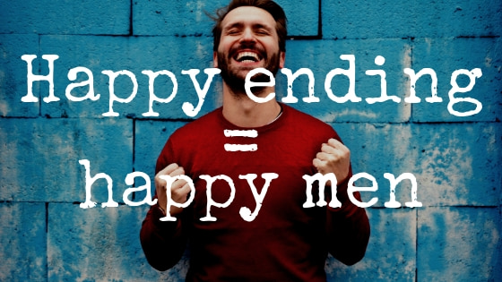 A man in a red jumper who is very happy after getting a happy ending massage