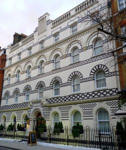 Outside Langham Court Hotel in Fitzrovia