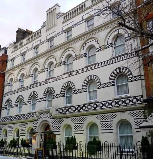 Outside Langham Court Hotel in Fitzrovia